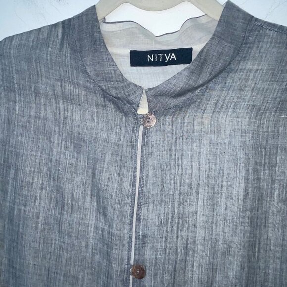 Nitya Womens Two Piece Set Jacket And Pants Suit Size 10 Gray Pure Cotton - Picture 16 of 16